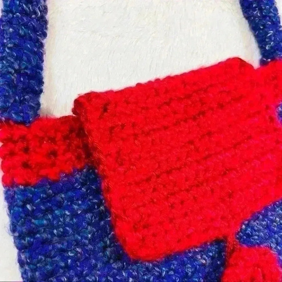 Purple/Red Hand Crocheted Knit Boho Snap Bag Purse - Picture 9 of 14